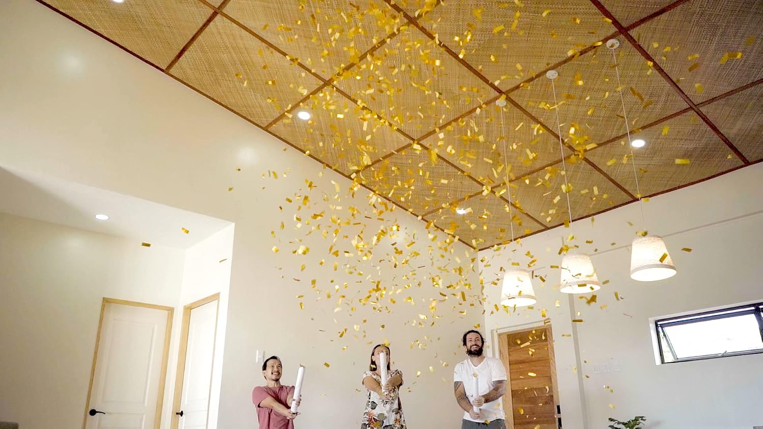 16" GOLD Confetti Poppers [6 Pack] BIODEGRADABLE GOLD Confetti Cannon, Rose Gold Compressed Air Party Poppers, Loud Pop