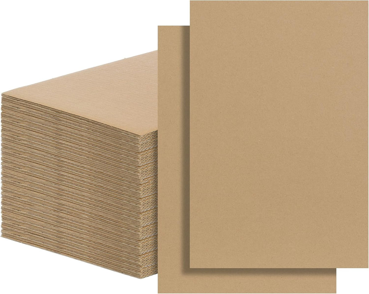 100 Pack 4x6 Inch Corrugated Cardboard Sheets, 1.8mm Thick Brown Kraft Cardboard Backing, Bulk Flat Cardboard Inserts