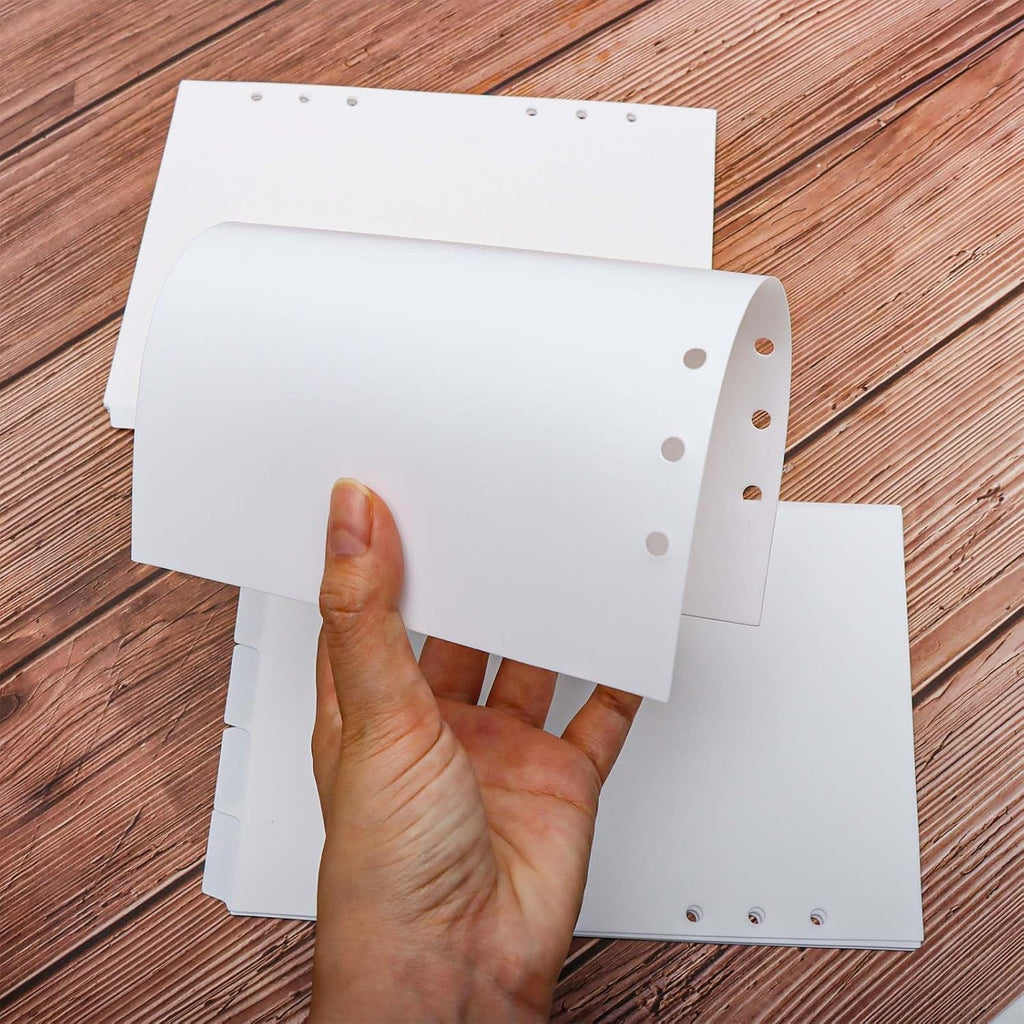 2 Set A5 Binder Dividers White Plastic Index Divider Blank Side 7 Tabs Top 5 Tabs Planner Insets 12 Sheets Refillable