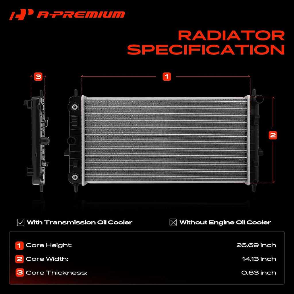 A-Premium Engine Coolant Radiator Assembly with Transmission Oil Cooler