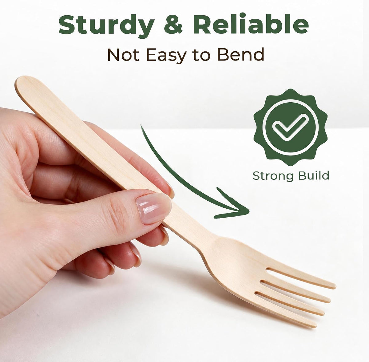 100 Wooden Disposable Cutlery Set, Compostable Forks and Spoons