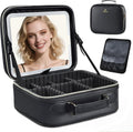 Makeup Bag with LED Lighted Mirror 10.2-in Travel Makeup Bag Train Case Adjustable Brightness in 3 Colors Cosmetic
