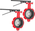 LEIFIDE 2 Pack 4 Inch Butterfly Valve,Wafer, 200 Psi,Ductile Iron Body, Red