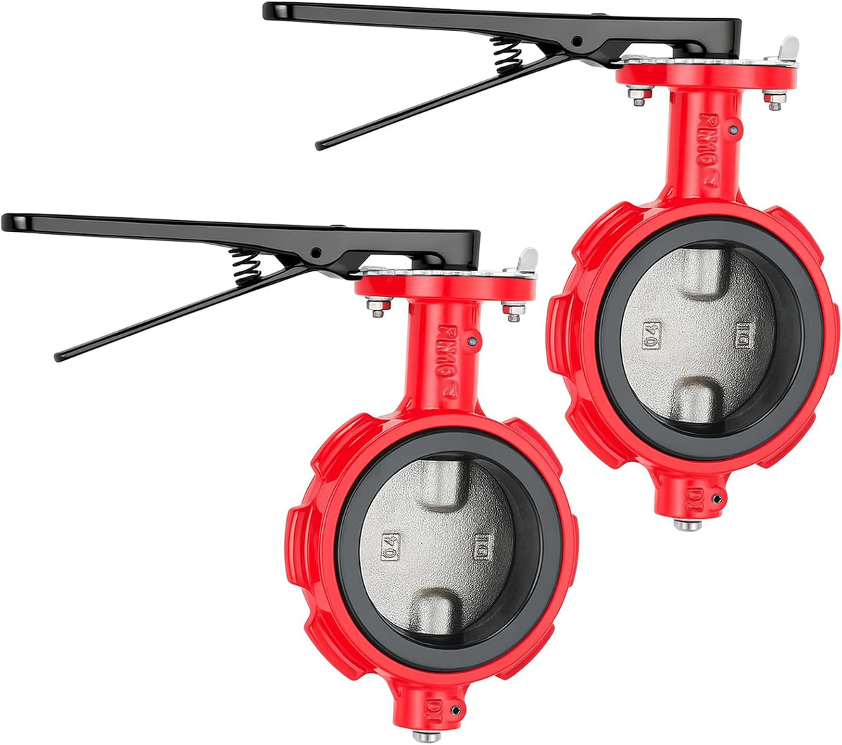 LEIFIDE 2 Pack 4 Inch Butterfly Valve,Wafer, 200 Psi,Ductile Iron Body, Red
