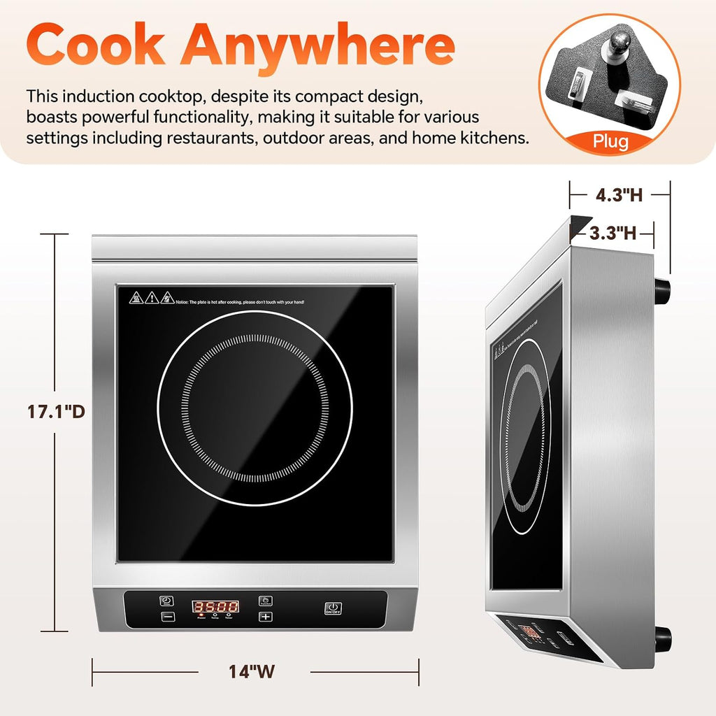 3500W Commercial Induction Cooktop with Sensor Touch LCD
