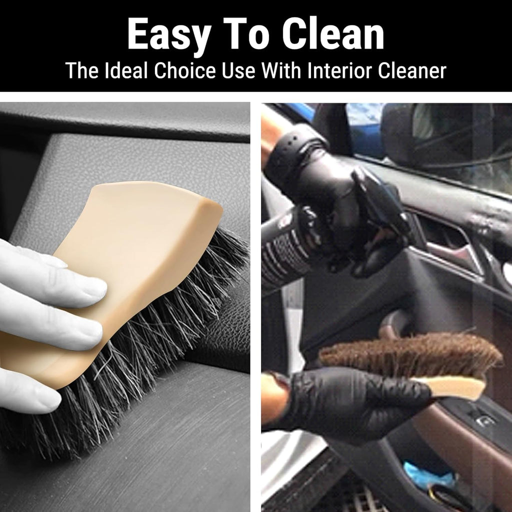 Long Bristle Horse Hair Brush for Leather, Versatile Leather Cleaning Brush for Car Interior Seat, Carpet