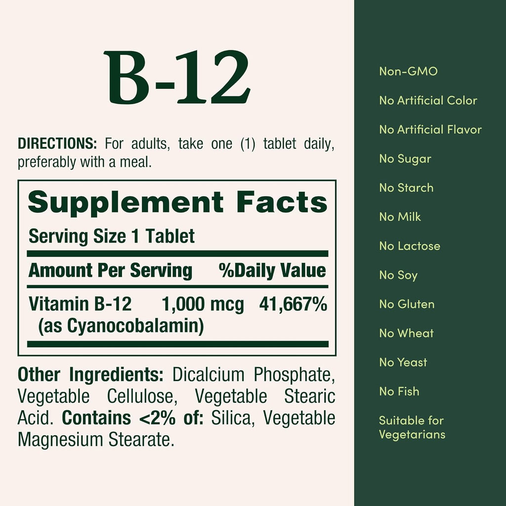 Vitamin B12 1000 mcg Supplements, Supports Energy Metabolism, 200 Ct