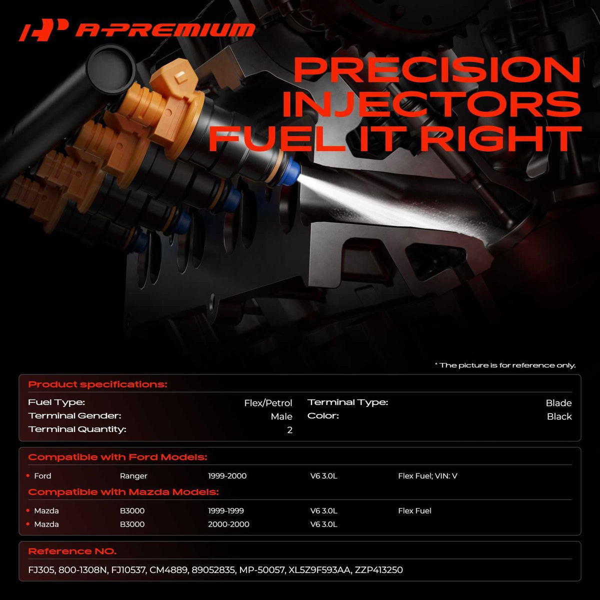 A-Premium Fuel Injectors Compatible with Ford, Mazda