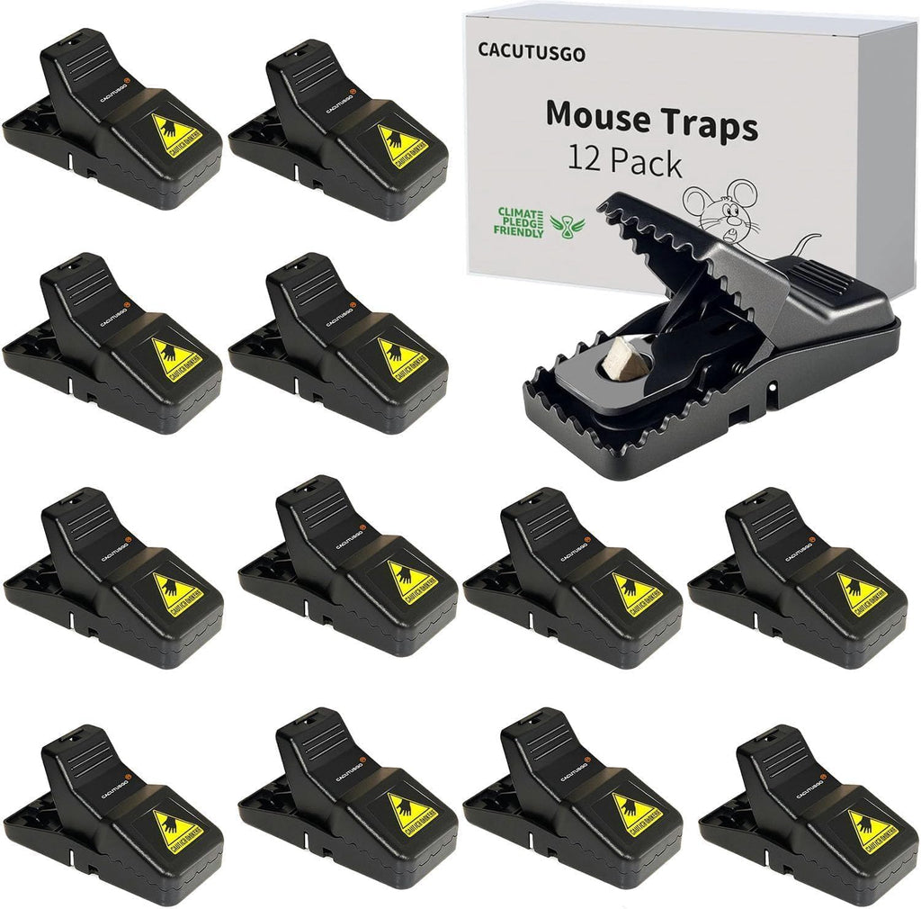 Reusable Indoor Mouse Trap 12 Pack – Easy to Set Plastic Rodent Control Device for Home, Garage & Garden Use