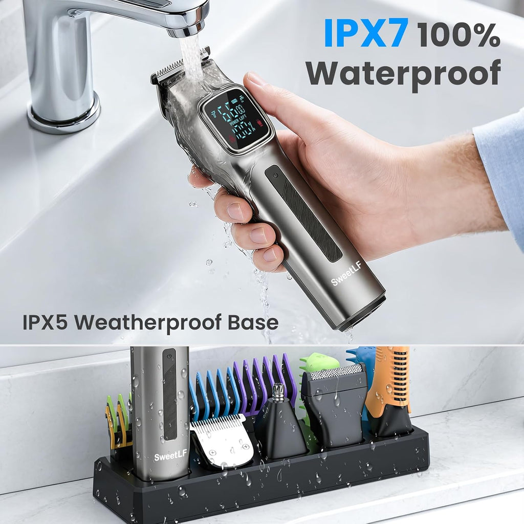 Beard Trimmer for Men: 12-in-1 Professional Mens Grooming kits -180Min Runtime Cordless Hair Clippers - IPX7