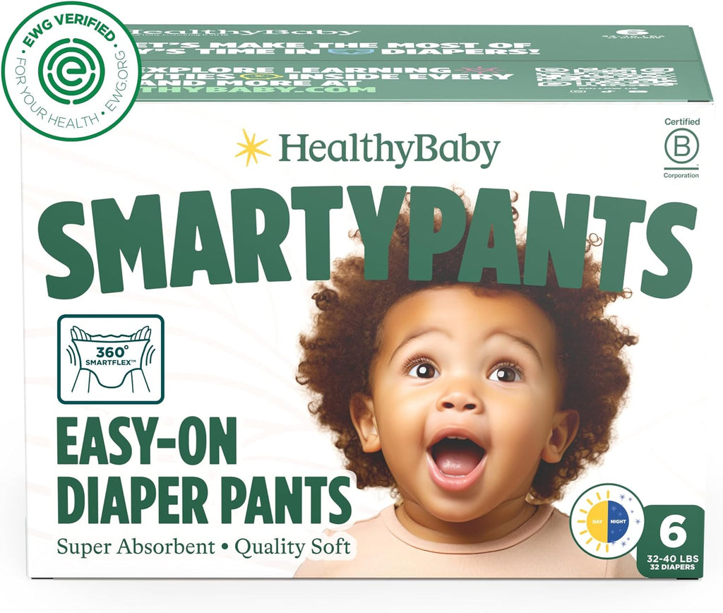 Non-Toxic Training Pants Toddler Diapers - Size 6, 32 Count | EWG Verified & Microbiome-Friendly. Easy pull-on &