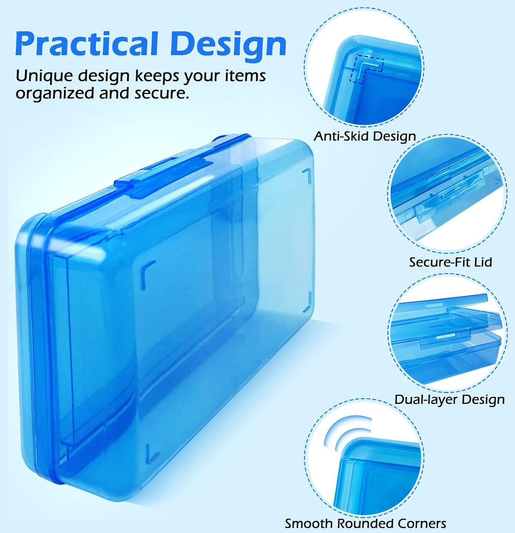 Double Layer Plastic Clear Hard Colored Pencil Box Case Pen Crayon Box | Cute Color Hard Clear Pen Case with