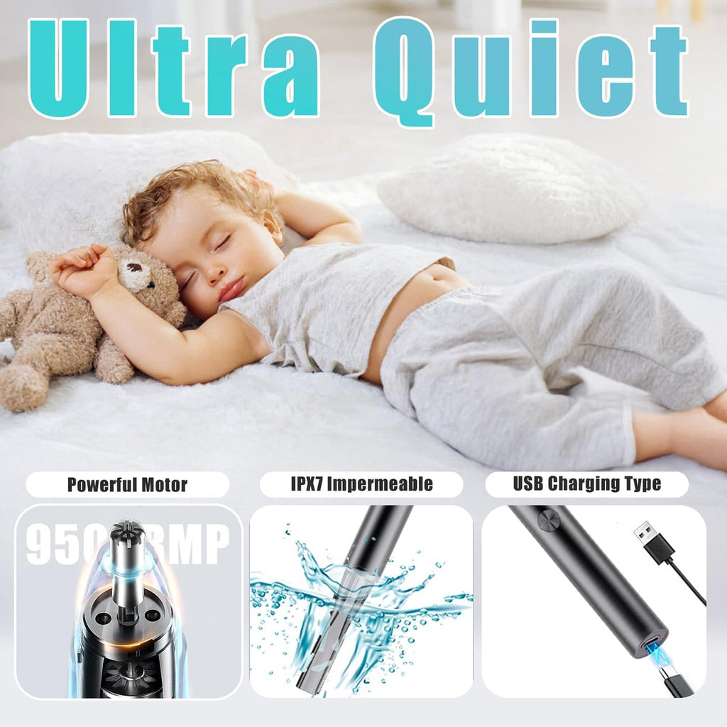 Electric Nose Hair Trimmer Eyebrow Trimmer for Men Women, 7-in-1 Painless Facial Grooming Kit, USB Rechargeable IPX7