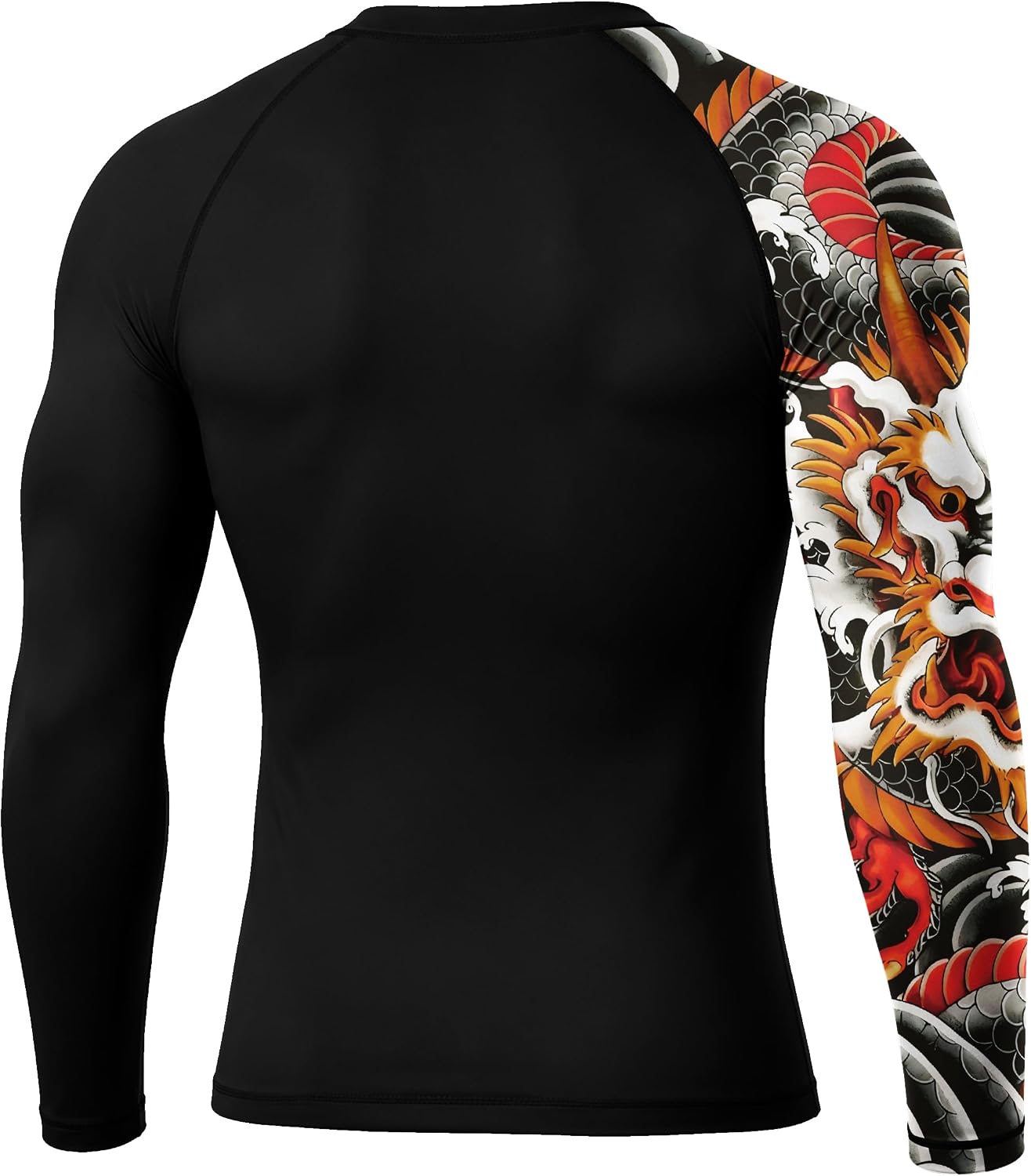 Men's UPF 50+ BJJ Rash Guard, Jiu Jitsu Long Sleeve Compression Shirts, MMA Athletic Base Layer Wrestling Grappling