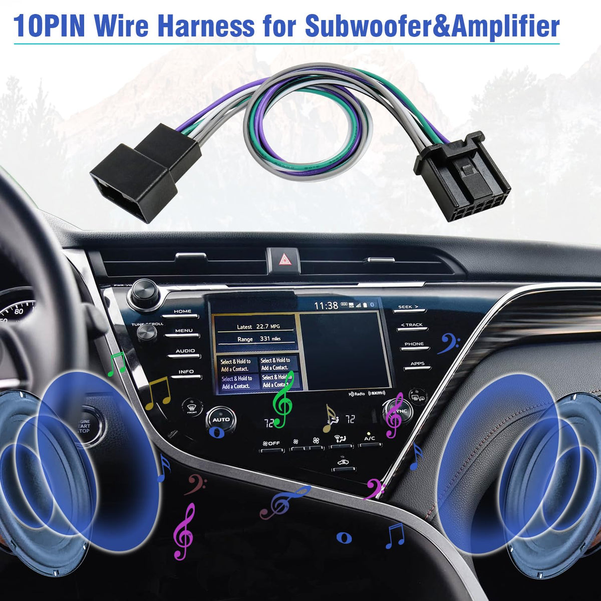 Car Subwoofer Amplifier Wire Harness Connector for Toyota Non JBL | Factory Radio Speaker T-Harness 10Pin AMP Plug