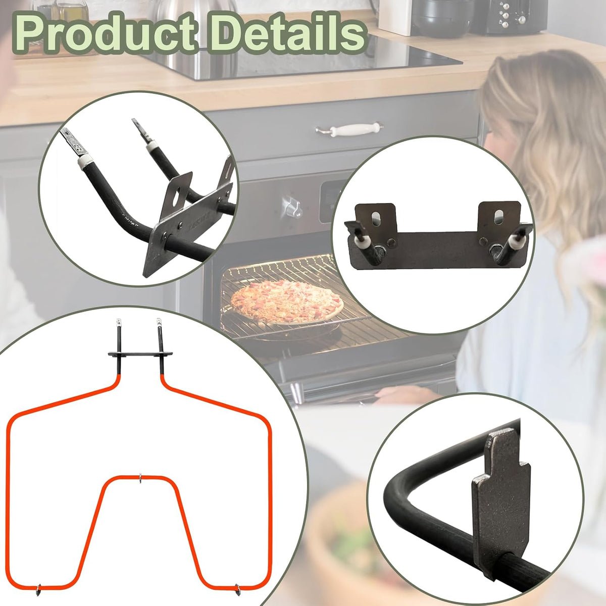 WB44k10005 Oven Heating Element Compatible for Spectra Oven,Oven Replacement Parts,2585W Stove Element Replacement