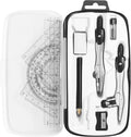 Math Geometry Kit Sets 10 Piece Student Supplies, Compass Set, Black | Shatterproof Storage