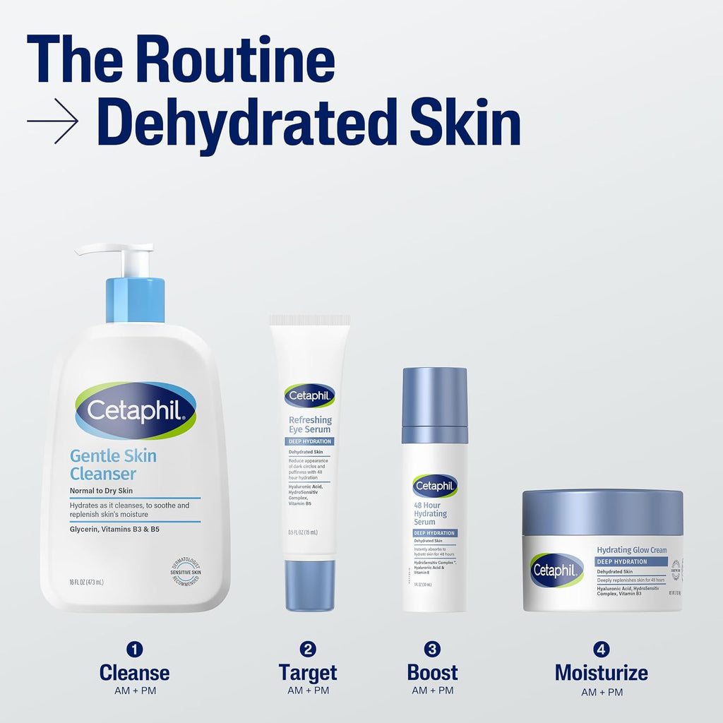 Deep Hydration Face Cream, Dry, Sensitive Skin Care, 1.7oz | 48-Hour Hydration, Hyaluronic Acid, Vitamin E & B5