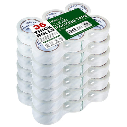 Clear Packing Tape, 36 Rolls Heavy Duty Packaging Tape for Shipping Packaging Moving Sealing, Thicker Clear Packing