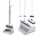 4-in-1 Broom and Dustpan Set, Long Handle Broom with Built-in Squeegee