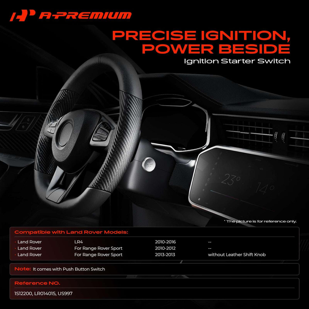 A-Premium 4-Pin Push Button Starter Switch Compatible with Land Rover