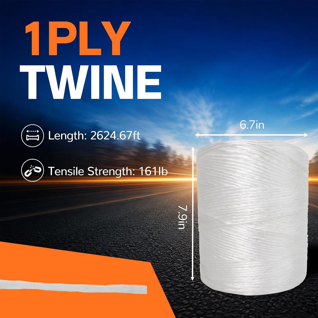Polypropylene Tying Twine 2600 ft, 1ply Heavy Duty Baling Twine