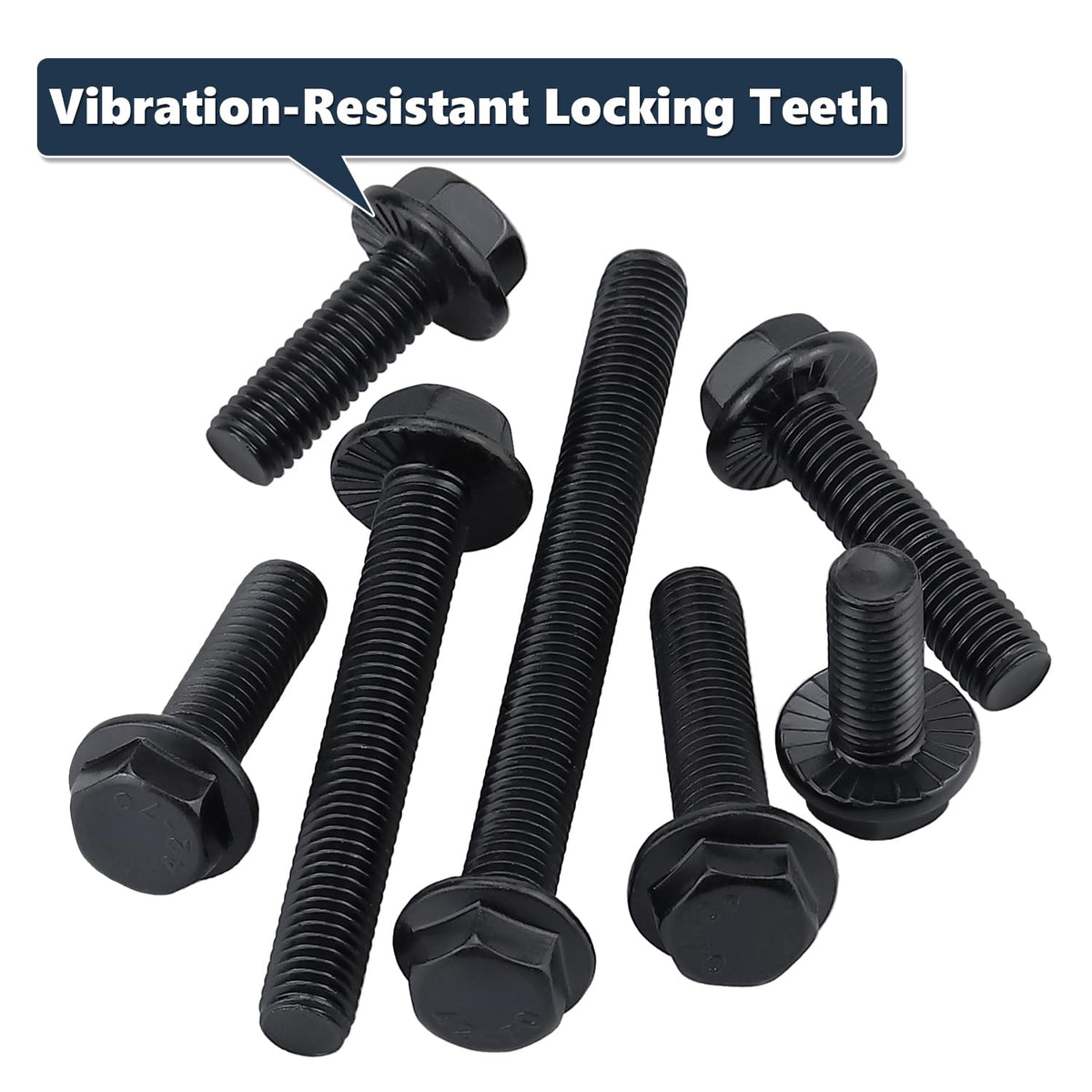 1/4-20 x 2 (20 Pack) Serrated Flange Hex Head Bolts Screws, Stainless Steel 304 (18-8) Flanged Hexagon Bolts Screws, UNC Coarse Thread, Full Thread, Black Coated
