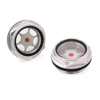 Oil Sight Glass, G 1-1/2'' Male Threaded Aluminum Alloy Sight Glass Oil Liquid Level Gauge Oil Indicator Window Hydraulic Tank Sight Glass for Replacement Air Compressor Fittings (G 1½)