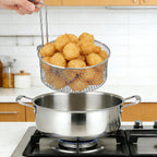 Deep Fryer Basket 2L Stainless Steel Round Fry Strainer with Handle