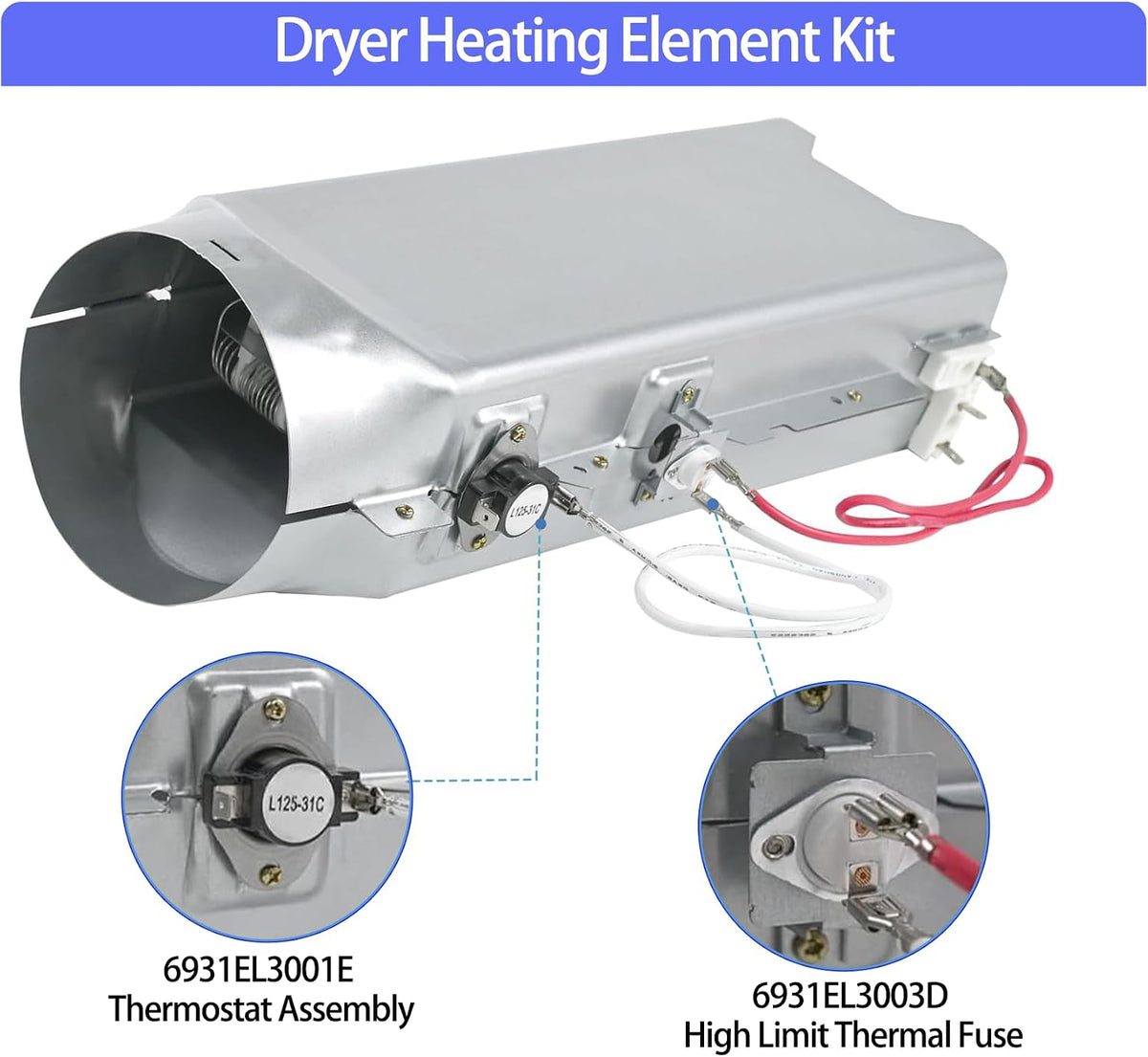 DLE3400W DLEX2501W DLE2050W DLE7200WE DLEX4370K Dryer Heating Element Kit
