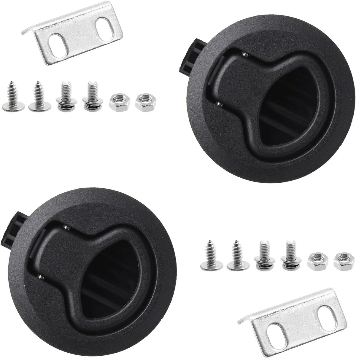 2 Pack 2 Inch Flush Pull Slam Latch, Plastic (Black)