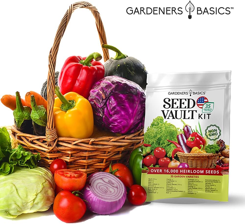 Survival Vegetable Seeds Garden Kit Over 16,000 Seeds Non-GMO and Heirloom, Great for Emergency Bugout Survival Gear