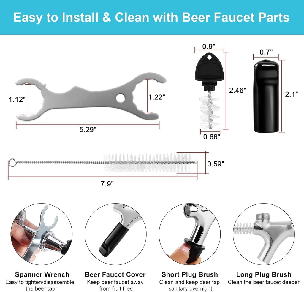 Ball Lock Keg Tap, Self-Closing Beer Faucet for Corny Cornelius Keg | Stainless Core Food Safe, No Leak, Ball Lock