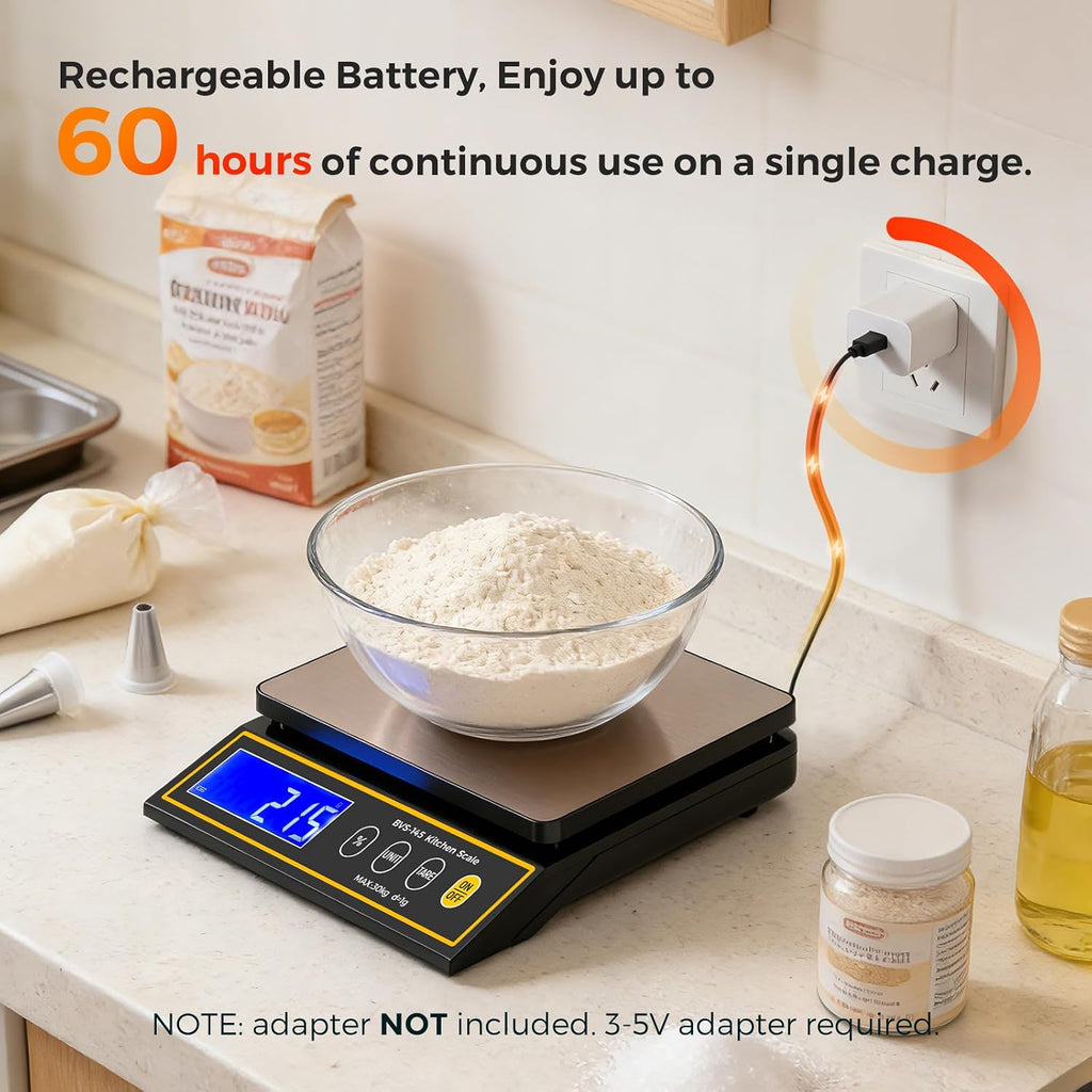 Baking Scale with Percentage Weighing Function 66lb/ 30kg Large Digital Kitchen Scale for Candle, Soap and Sourdough