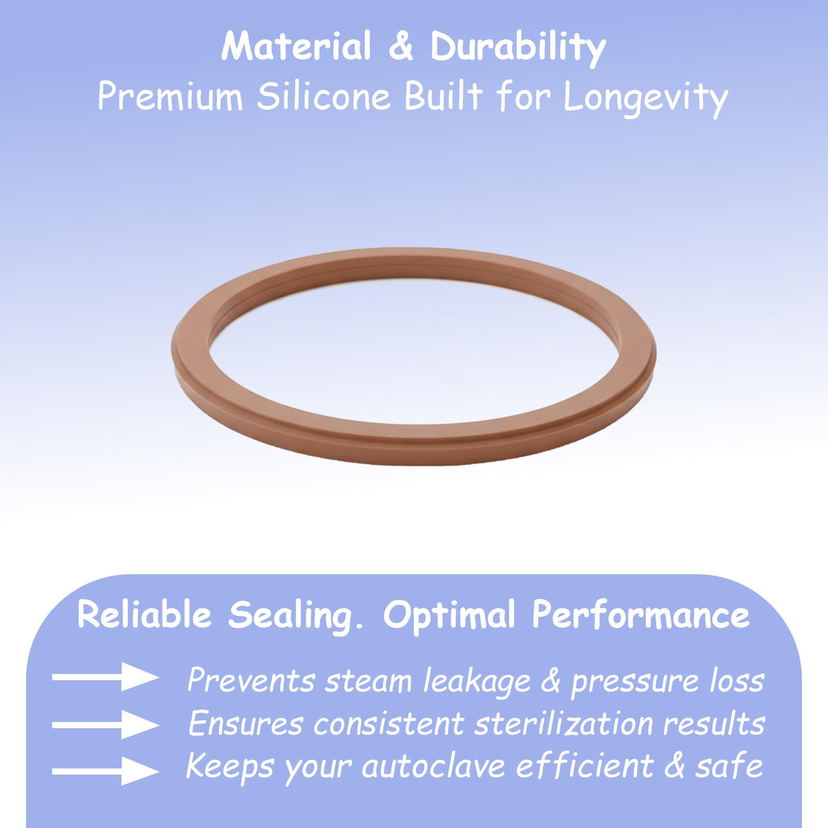 OCM-Type Autoclave Door Gasket 8.250" OD Silicone Seal PCG014 Replacement