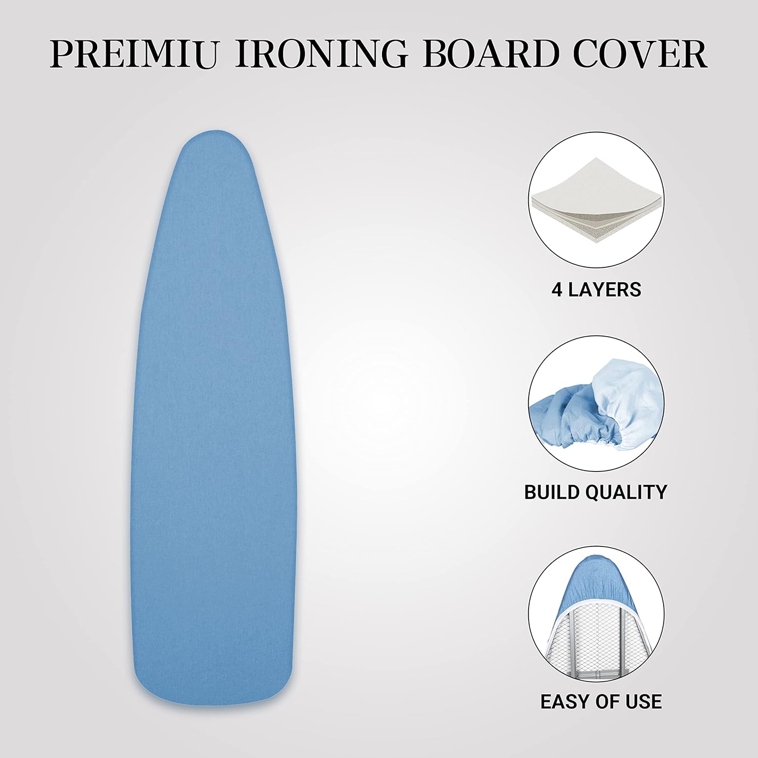 Ironing Board Cover and Pad | 100% Cotton Cover with Padding Standard Size with Aluminum Coating | Heat-Reflective