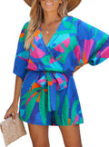 Women Summer Romper 2026 V Neck Tropical Mini Jumpsuit