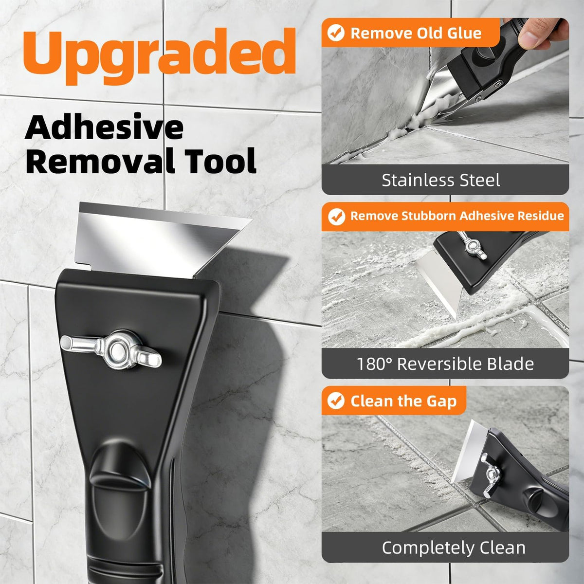 Caulk Gun Kit, Smooth Silicone Caulking Gun and Caulk Remover Tool, Sealant Finishing Tool Grout Scraper for Kitchen