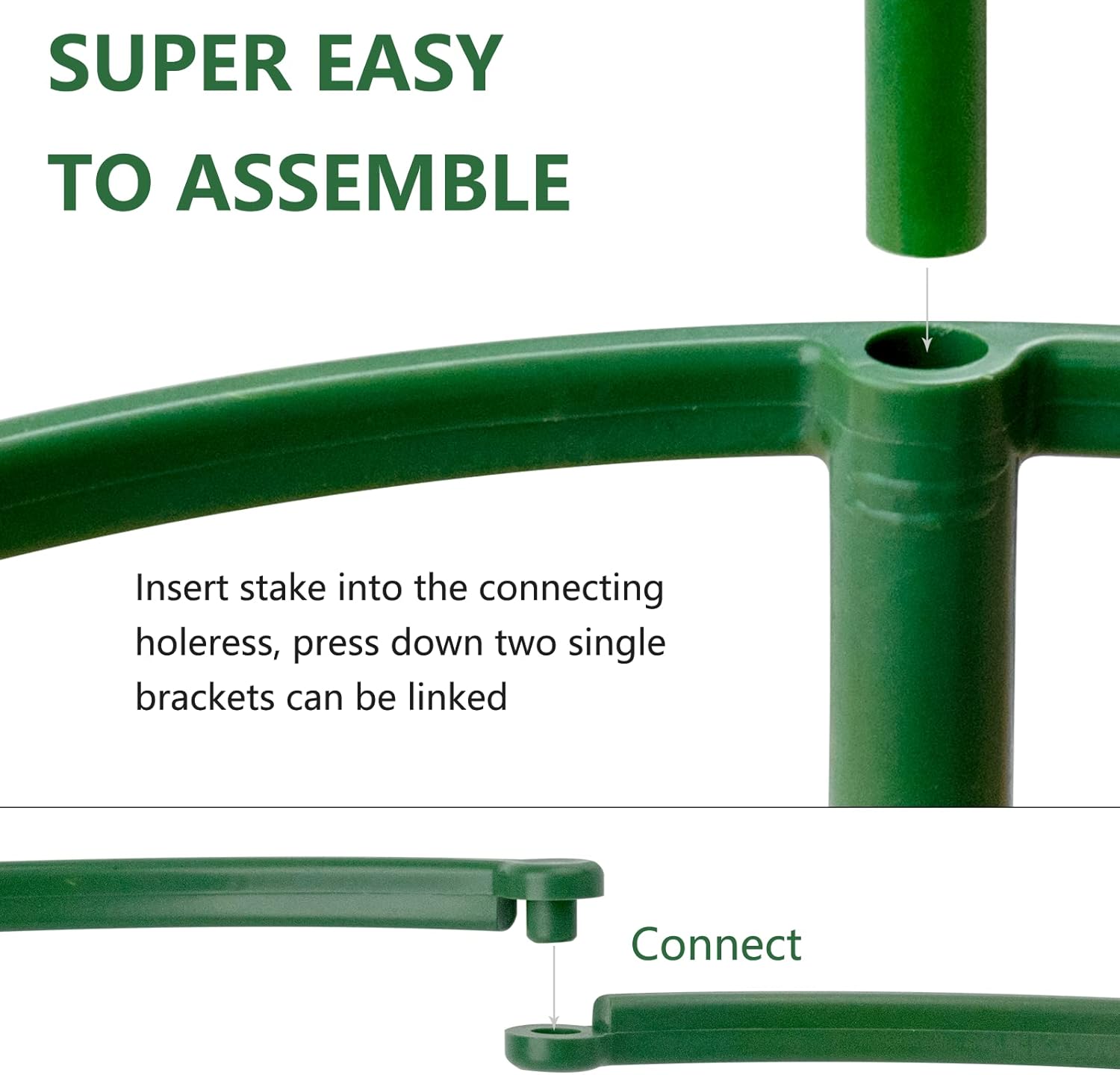 12Packs Plant Support Stakes Half Round Plant Stakes for Indoor Plants, Stackable 3 Tier Garden Flower Support, Plant