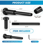 100 Pack 1/8" Stainless Steel Cable Railing Hardware Kit T316,Black