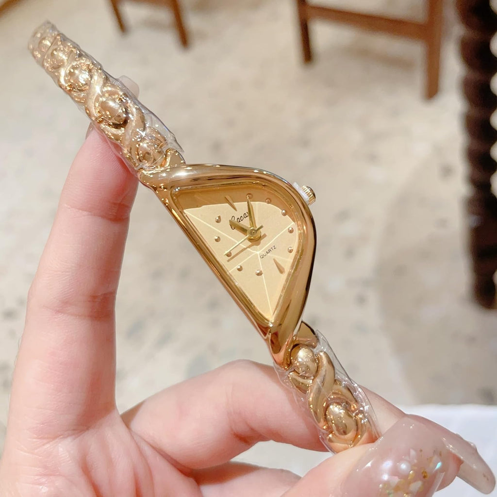 Fashion Irregular Shape Women’s Bracelet Watch, Elegant Dainty Ladies Quartz Wrist Watch with Unique Curved Case