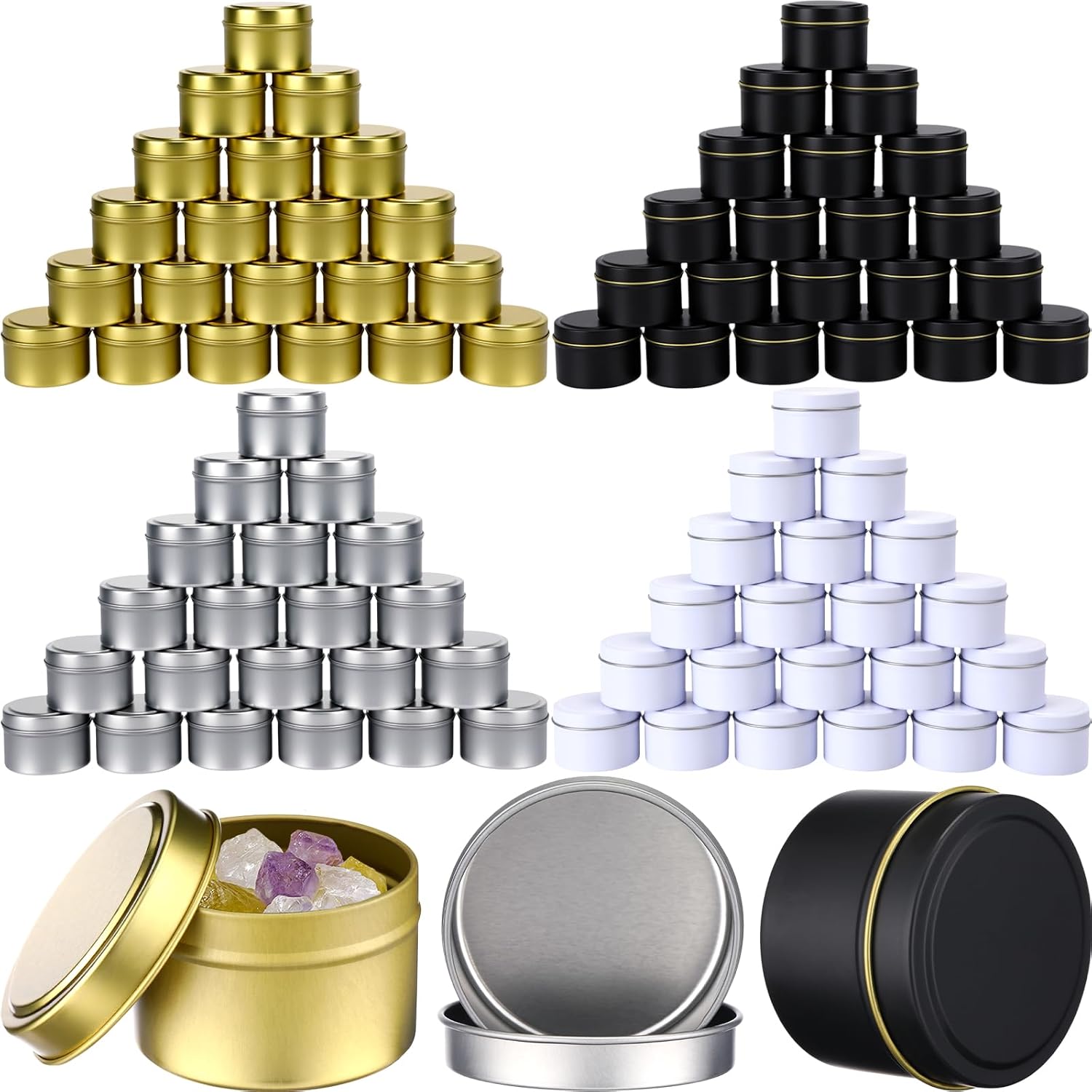 100 Pcs 4oz Candle Tins with Lids, Metal Jars for Candle Making