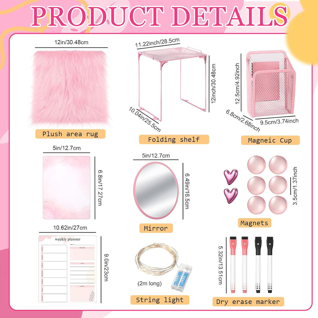 19 Pcs Locker Organizer and Decorating Kit, First Day of Essentials Marble Print Whiteboard with Markers Locker Shelf