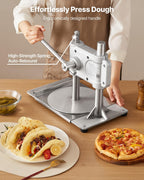 Manual Pizza Dough Press Machine, 9.5 inch Pizza Pastry Press Plate, Stainless Steel Bread Presser, Commercial