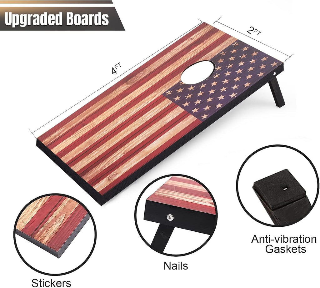 Cornhole Set 4x2 and 3X2 Regulation Size Corn Holes Sets with Carrying Bags & 8 Bean Bags Cornhole Boards Bean Toss