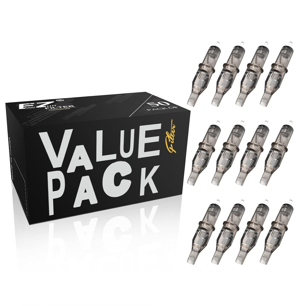 EZ Tattoo Cartridge Needles Assorted 50Pcs #10 Bugpin Curved Magnum 7RM 9RM 11RM 13RM 15RM Mixed for Rotary Tattoo