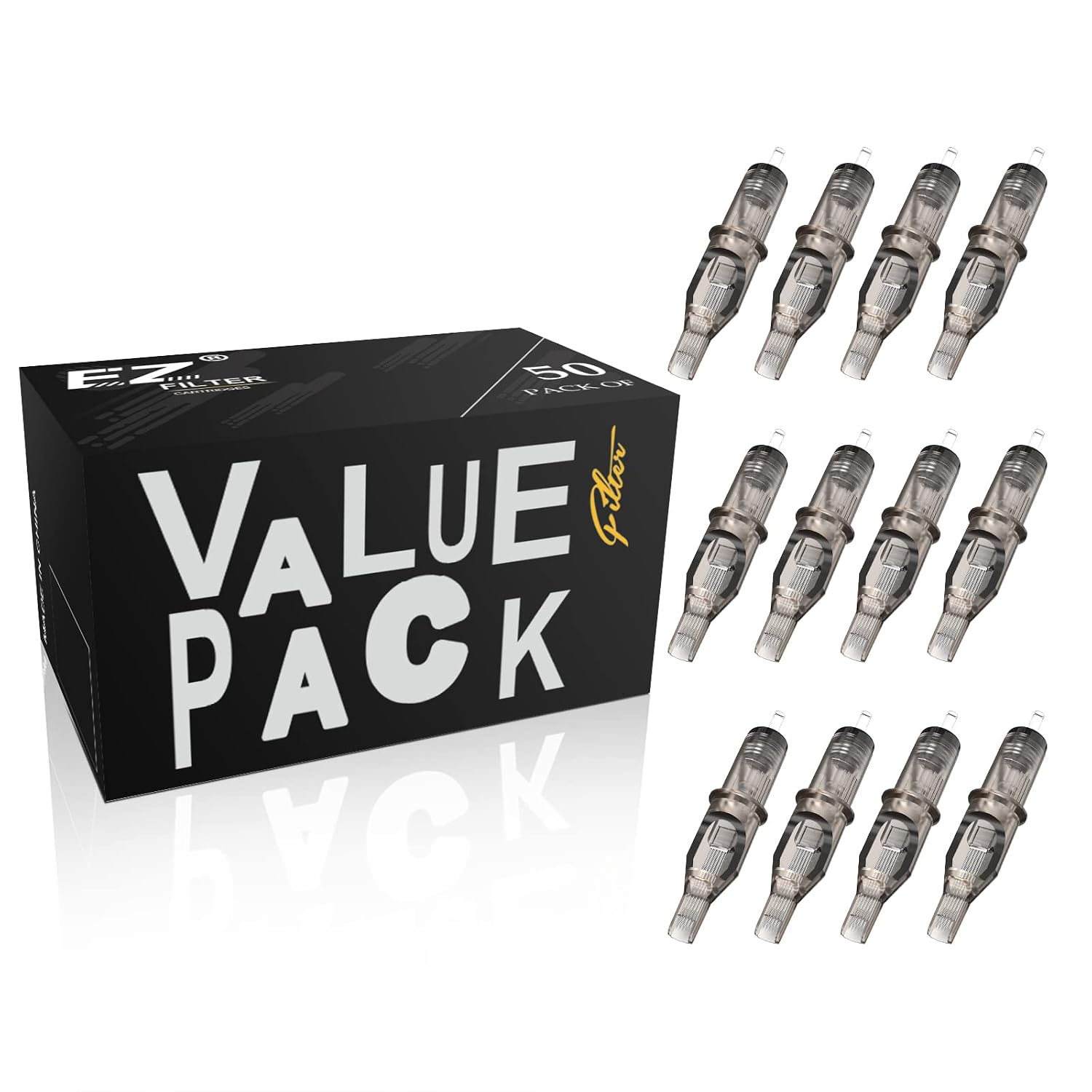 EZ Tattoo Cartridge Needles Assorted 50Pcs #10 Bugpin Curved Magnum 7RM 9RM 11RM 13RM 15RM Mixed for Rotary Tattoo
