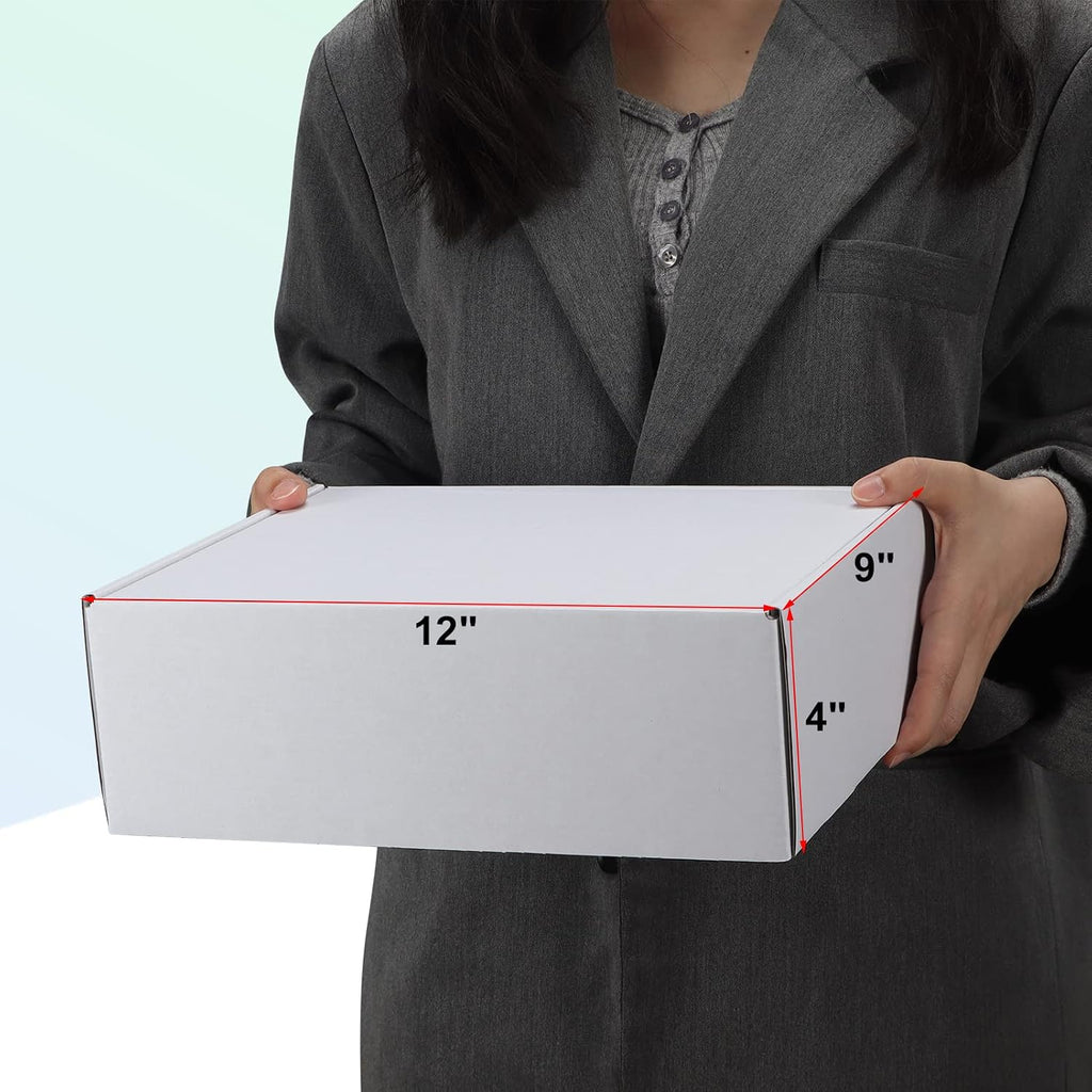 12x9x4 Shipping Boxes, 20 Pack White Literature Mailer Corrugated Cardboard Box for Small Business Mailing Packaging