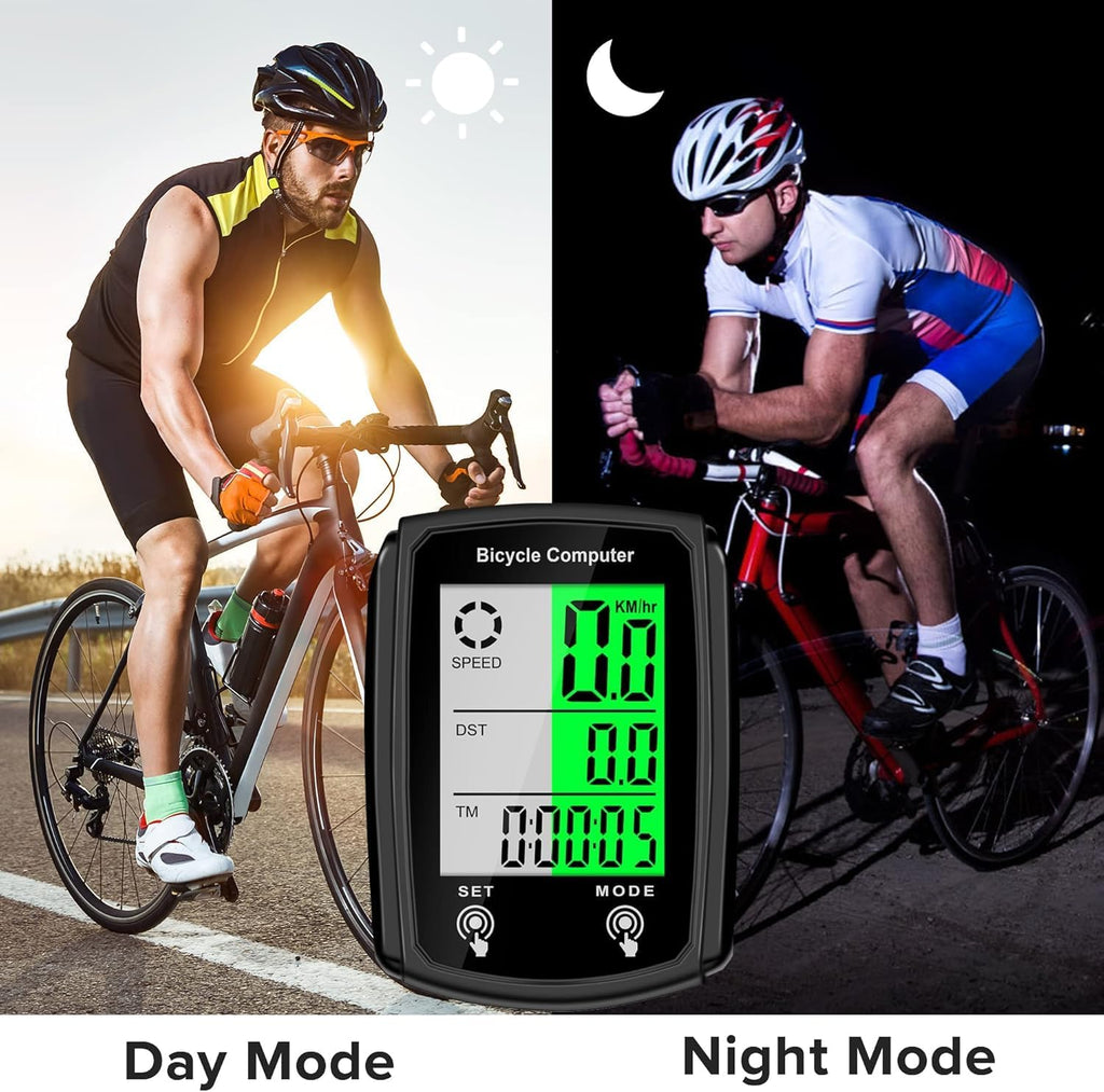 Bike Computer and Bicycle Odometer Wired MPH KM/H Bike Speedometer with Automatic Wake-Up Cycling Speed Tracker LCD