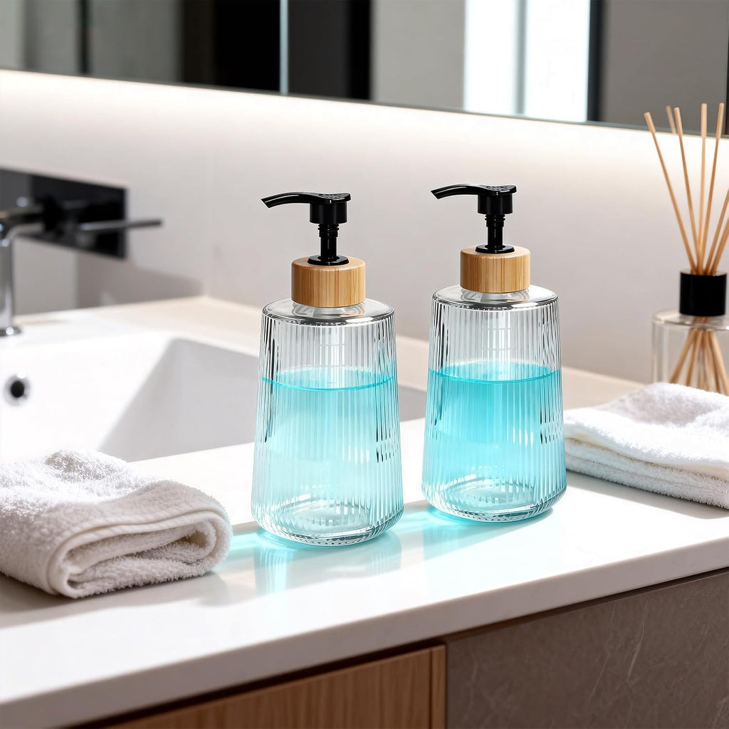 Glass Soap Dispenser, Thickened Glass Hand Soap Dispenser for Bathroom, Kitchen Dish Washing Liquid Bottles, Shampoo